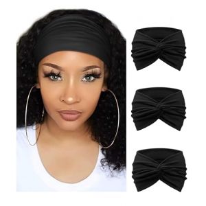 Weardear Headbands Bandeau Cheveux Femme Hair Bandeaux Bandeau Cross Élastique Bande de Cheveux Accessoire D'entraînement Running Sport Yoga Élastique Noir 920 L (Adome Store, neuf)