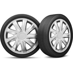 Moltico Enjoliveur - Set de 4 Universel Enjoliveurs - Adapté à Toutes Roues en Acier - Enjoliveurs pour Auto - Anneau de Sécurité Réglable - 16 Pouces - Argent (Moltico-Shop, neuf)