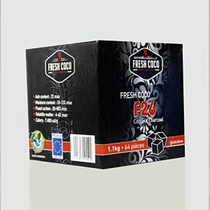 FRESH COCO - Charbon naturel pour Chicha - F26 (carré : 26x26x26mm) - 1kg (Bazar apetitprix, neuf)