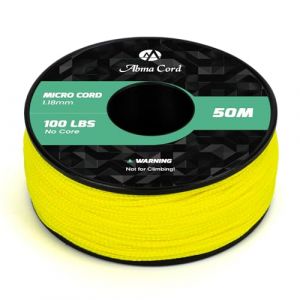 Abma Cord Micro Corde 1,18 mm Paracorde 50M Bobine - Max. 45kg (100lbs) - N&eacute;on Jaune (Abma Cord EU, neuf)