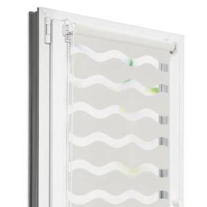 Estika Store Enrouleur Jour Nuit Vague Klemmfix sans perçage - 45 x 220 cm - Perle - Store à enroulement, Double Tissu, pour fenêtres intérieures, Tissu en Forme de Vague (Estika, neuf)