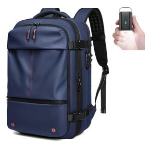 Sac a Dos sous Vide de Voyage Cabine Avion avec Pompe Électrique – Sac de Compression avec Airbag, Bagage à Main Imperméable Anti-vol, Homme Femme (Bleu) (LINGLUU, neuf)