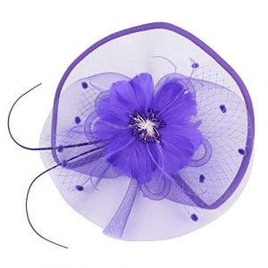 Chapeaux bibi pour femme - Bijou de t&ecirc;te de mariage, cocktail - Serre-t&ecirc;te avec voile, plumes, fleurs - Bandeau en maille - Clip pour femme - Pilulier - Pour f&ecirc;te, &eacute;glise, mariage, cocktail (mmin16999, neuf)