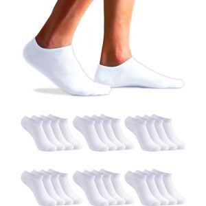 12 Paires Chaussettes Basses Homme et Femme - Socquettes Homme et Femme - Socquettes Courtes Coton Respirant (FR/ES, Numérique, 40, 46, Taille normale, Taille normale, Blanc (12 Paires)) (TOPLINE Store, neuf)