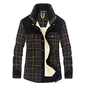 Chemise Thermique Bûcheron pour Homme - Doublée avec Capuche en Polaire à Carreaux - Flanelle à Manches Longues - Fermeture Éclair - Veste de Bûcheron (PANGCON, neuf)