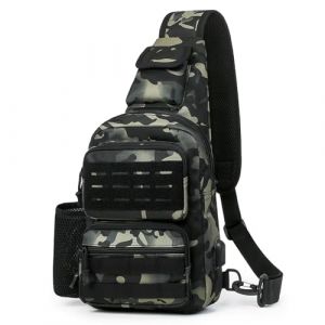 HUNTVP Sac Bandouli&egrave;re Homme, Sacoche Bandouliere Sacs Tactique Bandouliere Sac &agrave; Poitrine Sacoche Banane Sacs &agrave; Dos Port&eacute; Travers pour Homme Femme Voyage Randonn&eacute;e Camping Trekking (Camo) (Tomibag-fr, neuf)