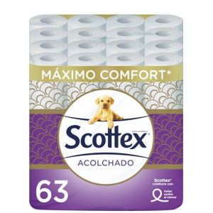 Scottex Papier toilette matelassé 63 rouleaux avec 3 couches de confort et de douceur (ALMERICORP SL, neuf)
