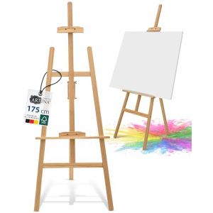 Artina Chevalet Bois Grand Pin - FSC® 175cm Chevalet en bois - Chevalet champ réglable en hauteur grands & petits châssis - Chevalet pour enfants & adultes, mariage, toiles, Easel - Tessin (Brandvin, neuf)