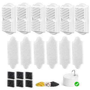 Fontaine &agrave; eau en c&eacute;ramique pour chat VinDox : Filtre de rechange pour fontaine VinDox 2,2 L pour chat, filtre &agrave; charbon actif et r&eacute;sine &eacute;changeuse d&rsquo;ions, filtration multi-&eacute;tape (6+6+6 pi&egrave;ces) (ProPetmo, neuf)