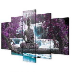 B&D XXL - Tableau décoratif paysage 200x100 cm - Impression sur toile colorée - Décoration murale pour salon et chambre - Bouddha nature orienter cascade arbres forêt rivière paysage c-A-0021-b-o (murando, neuf)