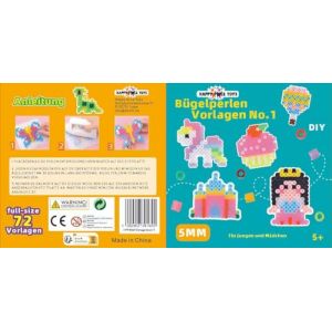 Mod&egrave;les de perles &agrave; repasser pour perles midi de 5 mm - 72 mod&egrave;les pleine taille (livre de mod&egrave;les de perles) - Pour gar&ccedil;ons et filles &agrave; partir de 3 ans - Pour perles &agrave; repasser moyennes normales (Happy Price Toys, neuf)