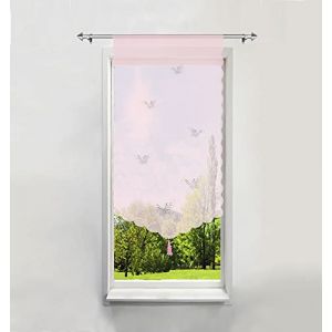 BAILEY JO 1Pièce Rideau Brise-bise LxH/40x90CM Rose avec Papillons Découpage Laser Rideau Passe Tringle Décoration de Fenêtre (BAILEY JO, neuf)