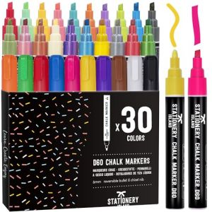 STATIONERY ISLAND Stylo Craie Pour Tableau Noir Effacable, Marqueur Craie Effacable, Feutre Craie pour le Verre Fenêtre, 6MM Lot de 30 (Stationery Island, neuf)