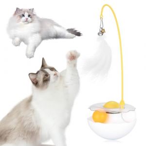 Auktransceler Jouet Interactif pour Chat-Design Coupe avec Cannes Détachables,Plumes,Grelot & Balle à Cataire-Anti-Stress,Effet Longue Durée - Lavable - pour Chats Ennuyés d'Intérieur Jeu Chat(Blanc) (YIHANGXIN, neuf)