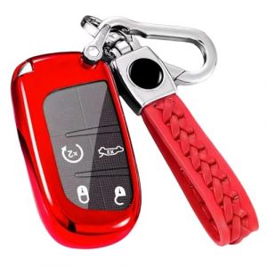 【5 Couleurs】 Z.MYUKI 500X Sport 334 Coque cl&eacute; avec Porte Clef pour Fiat 500X 2015-2022 2023 Accessoire Original Protection cle (Rouge) (Z.MYUKI-EU, neuf)