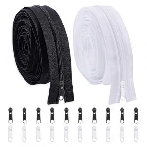 Tbintul 2 x 5mm fermeture eclair au metre de 10 m avec 20 x zips en nylon fermeture &eacute;clair noir et blanc (RAFAELOS-CHRISTOU, neuf)