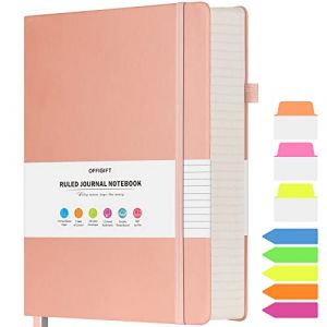 Grand carnet ligné, format A5, ligné, 314 pages numérotées avec autocollants, papier épais 100 g/m², couverture rigide, journal en cuir vegan pour femme, homme, école, bureau (GanFenDirect, neuf)