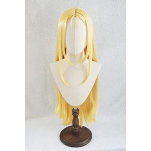 Naturelle Perruque Dames perruques jaune perruque cheveux synthétiques pour les femmes naturel délié haute température fibre Cosplay perruques perruques Cheveux Naturel (yizhishizizaichuangtou, neuf)