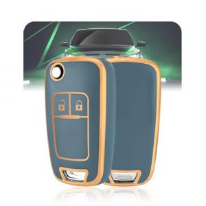 LELNOOS Coque Clé Voiture, Silicone Étui Cle Etui Clef Protecteur Cache Cles pour Opel Vauxhall Corsa D E Adam Astra J Mokka X Insignia Zafira C Tourer Meriva B Cascada Chevrolet Cruze, 2 Boutons (LELNOOS, neuf)