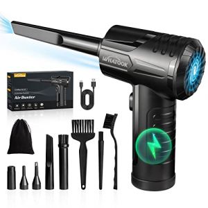 WHATOOK Souffleur Air Comprim&eacute;，Bombe d'air Comprim&eacute;，100000 TR/Min Plumeau &agrave; air &eacute;lectrique，R&eacute;gulation 3 Vitesse，7600 mAh Batterie，pour Ordinateur, Clavier,Voiture, Maison pour Nettoyage du Bureau (Shenzhen SongGe Technology Co., Ltd, neuf)