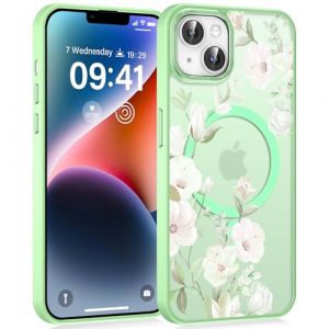 Knrlqim Magn&eacute;tique Coque pour iPhone 15, Aesthetic Motif Fleur &Eacute;tui Compatible avec MagSafe, Etui Translucide Mat Antid&eacute;rapante Anti-Rayures Housse Protection, Fleur 3(6,1" (Jin Xiaorong shop, neuf)