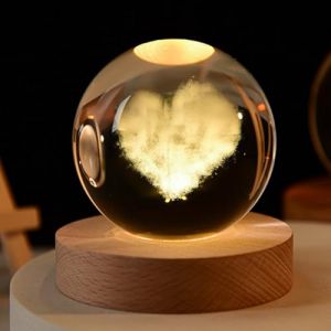 YuchiFa Sph&egrave;re Happyhaves, Sph&egrave;re lumineuse Happyhaves, Sph&egrave;res stellaires apaisantes Happyhaves La galaxie, Saturne et la Lune, Veilleuse boule de cristal du syst&egrave;me solaire 3D (6cm/2.4in,#16) (YuchiStore, neuf)