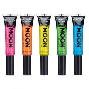 Moon Glow Mascara UV néon | Couleur néon vive, brille sous un éclairage UV | Maquillage néon, orange, bleu, vert, rose, 15 ml (paquet de 5) (NeonBeauty, neuf)
