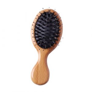 Veemoon Brosse à Cheveux Bois Naturel Antistatique avec Picots Poils de Sanglier Brosse de Massage pour Cheveux Secs et Bouclés Outil de Coiffure Portable avec Manche Épais Ergonomique (lucy Liu, neuf)