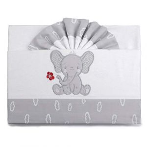 Pekitas Parure de lit en flanelle 3 pi&egrave;ces pour berceau de 60 x 120 cm 100 % coton Fabriqu&eacute;e au Portugal Gris-Blanc, lit 60 x 120 cm (Pekitas, neuf)