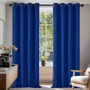 Deconovo Rideaux Occultants Isolant Thermique Anti Froid, Design Moderne à Oeillets, Rideaux pour Salon et Chambre, 140x220 CM (Largeur x Hauteur), Bleu Roi, 2 Pièces (Deconovo-Home, neuf)