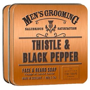 Scottish Fine Soaps Thistle & Black Pepper Face & Beard Soap (AR First Aid, neuf)