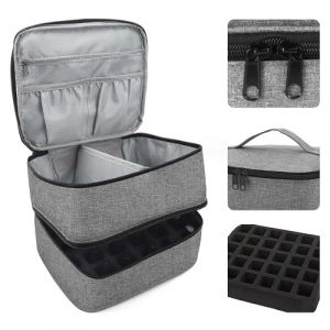 LIMITADA Rangement Vernis à Ongles Double Couche, Organisateur Vernis à 30 Bouteilles, Sac de Rangement Vernis à Ongle, Trousse Rangement Vernis à Ongles, pour Lampe à Ongles Onglerie Cosmétique, Gris (HERINE NE LTD.., neuf)