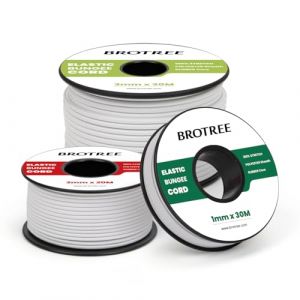 Brotree Cordon Elastique Corde Élastique 1mm x 10m Fil Elastique Couture Sandow Elastique Rond pour Bracelet, Couture, Perle, Collier, Bijoux, Chapeaux, Tente et Sac Dos - Blanc (Brotree EU, neuf)