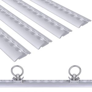 UISEBRT Ensemble de 4 pi&egrave;ces de 100 cm de rail d'arrimage en aluminium - Rail d'arrimage demi-circulaire avec 10 attaches en argent - Rail perc&eacute; pour la s&eacute;curisation des charges pour VTT, camions et (Danyang Home, neuf)