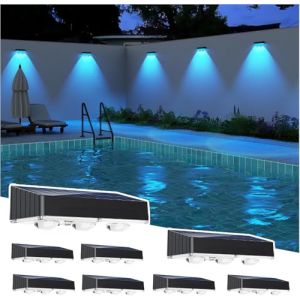 SENDALE Applique Solaire Ext&eacute;rieur, Nouvelle G&eacute;n&eacute;ration 2025 Haut & Bas Applique Murale Solaire Blanc RVB 1300mAh Lampe Solaire Murale Ext&eacute;rieur IP65 &Eacute;tanche 8 Articles 100 Lumens pour Cl&ocirc;ture Jardin (EULOKK, neuf)