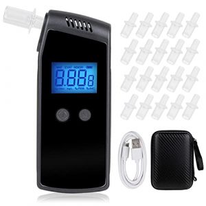 Mayybei Alcootest Ethylotest Électronique, Portable Testeur d'alcool avec Écran LCD Numérique, Professionnel Semi-conducteur avec Alarme et 20 Embouchures (Meibei-EU, neuf)