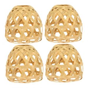 Uonlytech 4 Pièces Abat-jour En Bambou Couvercle De Suspension En Rotin Mini Abat-jour En Osier Abat-jour Décoratifs Cage Métallique Plafonnier Tissage De Bambou Support De Lumière Artisanat (Vivinacy, neuf)