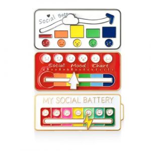 ZWWOGE 3 Pi&egrave;ces Broches Amusantes pour L'Humeur Sociale Pendant 7 Jours Pin,Aiguilles D'Humeur Interactives, Batterie Sociale, Insigne D'Anxi&eacute;T&eacute; Humeur Exprimant L'&eacute;Pingle&eacute;Mail (ZWWOGE, neuf)