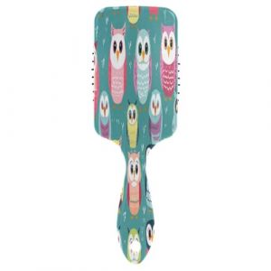 Brosse &agrave; cheveux avec coussin d'air - Vert et rouge - Hibou - Pour cheveux &eacute;pais et d&eacute;m&ecirc;lants antistatiques (DEJESJ, neuf)