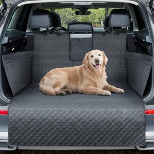 Lekespring Protection Coffre Voiture pour Chien - Tapis Imperm&eacute;able et Antid&eacute;rapant avec Rabats Lat&eacute;raux et Pare-Chocs, Couverture R&eacute;sistante et Facile &agrave; Nettoyer pour Coffre SUV - Noir (Ninghui, neuf)