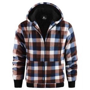 geeksport Veste Polaire Homme &agrave; Capuche Sweats Flanelle &agrave; Carreaux Zipp&eacute; Veste Chemise Chaude Doubl&eacute; Sweat-Shirt avec Poches pour d'automne d'hiver Caf&eacute; M (Zhengdaqian, neuf)