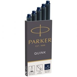 Parker cartouches d'encre pour stylo plume | longue | encre bleue/noire QUINK | Lot de 5 (Les fournitures du coeur, neuf)