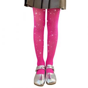 LOLANTA 2-Pack Collants Résille Filles, Collants Strass Étincelants pour Enfants Bas de Concours de Danse, Rose rouge scintillant, 8-13 ans, XL (LOLANTA, neuf)