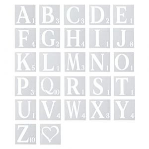 AIEX 27pcs Pochoirs Lettres 15cm Modèles de Lettres et Chiffres en Plastique Réutilisables Pochoirs Alphabet Pochoirs Chiffres pour Dessin Artistique Artisanat Bricolage Écriture (Beisong, neuf)
