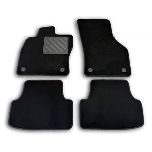 Tapis de Sol pour Seat Leon III à partir de 2012 - sur Mesure, antidérapant, Talonnette en Caoutchouc renforcé et Boutons d'ancrage, Noir (MTC Automotive, neuf)