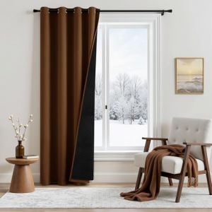 MIULEE Rideau Thermique Isolant Anti Froid et Chaleur avec Doublure, Rideau de Porte Isolant Thermique Lot de 1, Double Rideaux Occultant et Thermique Epais 132x245 CM(Largeur x Hauteur), Marron (MIULEE HOME, neuf)