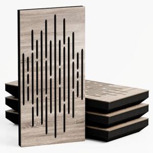 Lot de 4 Panneaux acoustiques étroits absorbants diffusants | 50x25cm | Absorption - Diffusion - Réflexion - Insonorisation | Modèle-Epaisseur-Couleur : [WAVE - 53 mm | Sonoma ] (ATB-SOUND, neuf)