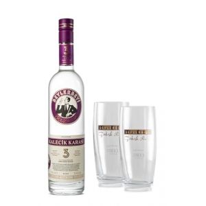 Beylerbeyi - Lot de 1 Bouteille de Kalecik Karasi de 70cl + 2 Verres à Raki Offerts | Eau de Vie Turque Aromatisée à l'Anis - 100% Raisins Frais - Sans Sucres Ajoutés - Triple Distillation - 45% (BEYIM, neuf)