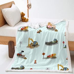 Highdi Couverture Polaire Hiver, Voiture Imprimer Plaid Douillet, Couverture de Canapé Réversible, Couvre-Lit en Peluche, Couverture Moelleuse pour Adultes et Enfants (Bulldozer,130x150cm) (Highdi, neuf)