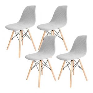 Dioxide Housse de Chaise de Salle &agrave; Manger en Jacquard Extensible Amovible et Lavable, Housse de Chaise Scandinave Universel Protege Chaise D&eacute;cor de Cuisine Maison (Gris Clair/Light Gray 4PCS) (SANICULA S.R.L., neuf)